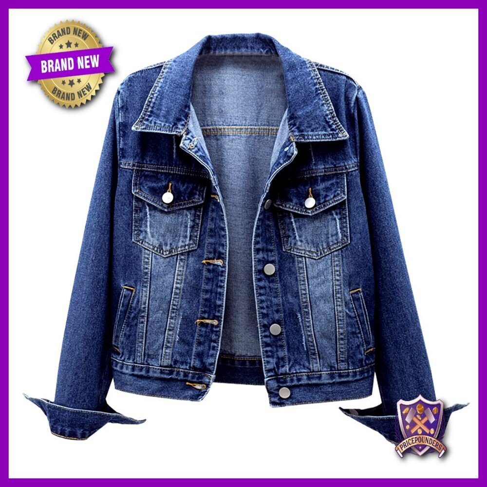 Distressed Ripped Denim Jacket Casual Chic Oversized Y2K Retro Style